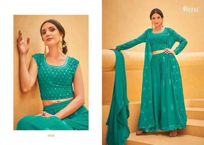 Fiona Crop Top Wholesale Georgette Readymade Wedding Salwar Suits